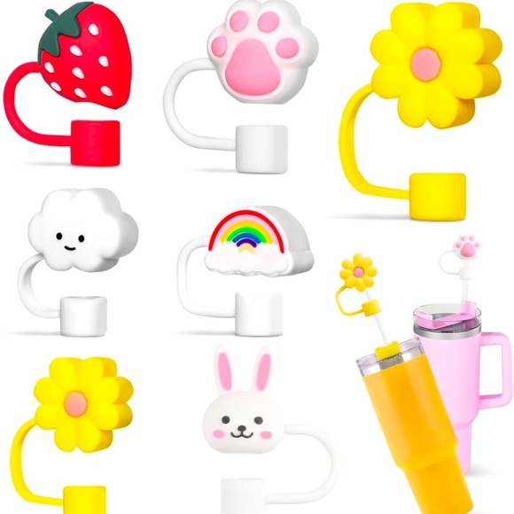 6 PCS  10mm Diameter Silicone Straw Covers - Picture 1 of 7